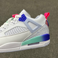 Low Top Basketball Shoes, White Blue Green Colorway, Lace Up Design, Casual Gift for Shoe Lovers