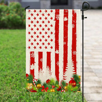Patriotic Stars and Stripes Holiday Yard Flag, Christmas Garden Flag, Double-Sided Winter Lawn Flag, Americana Christmas Outdoor Flag
