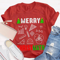 Math Holiday Equation Graphic Tee, Merry Christmath Humorous Math Teacher Shirt, STEM Educator Christmas T-Shirt, Math Lover Xmas Present
