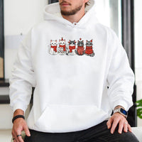Festive Kittens Holiday Sweatshirt, Adorable Cat Christmas Hoodie, Winter Cat Lover Pullover Hoodie, Adorable Kitten Xmas Hoodie, Cat Lover Present