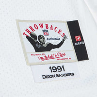 Atlanta Falcons 1991 Deion Sanders White Authentic Throwback Retired Player Jersey