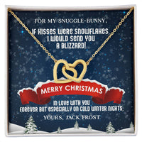 Romantic Christmas Wife Necklace, Interlocking Hearts Necklace for Wife, Winter Anniversary Necklace, CZ Crystal Heart Pendant Jewelry Present