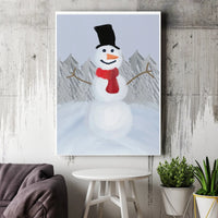 Whimsical Winter Forest Canvas, Snowman Wall Art Print, Holiday Snowman Canvas Wall Art, Christmas Season Wall Decor, Winter Present