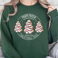Retro Holiday Snack Cake Crewneck, Farm Fresh Christmas Tree Cakes Sweatshirt, Vintage Xmas Baking Sweater, Sweet Tooth Foodie Present