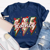 Festive Vibes Holiday Graphic Tee, Teacher Christmas T-Shirt, Adorable School Educator Xmas Shirt, Winter Break Teacher T-Shirt Present