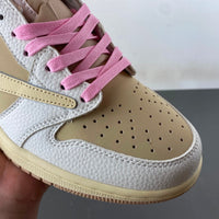Low Top Sneakers, Khaki White Pink Colorway, Reverse Hook Design, Lace Up Design, Casual Gift for Sneaker Fans