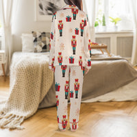 Holiday Pajama Set, Nutcracker Christmas Pajamas Set, Satin Sleepwear Set, Festive Loungewear Set, Christmas Present for Women Nightwear