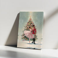 Ballerina and Soldier Tree Canvas Print, Nutcracker Ballet Canvas Art, Christmas Nutcracker Canvas Wall Art, Holiday Dance Canvas Decor