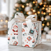 Retro Gaming Santa Gift Wrap, Gamer Christmas Wrapping Paper, Video Game Controller Wrapping Paper, Holiday Gamer Gift Wrap, Xmas Paper Roll