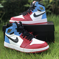 Sneakers, Blue Red Colorway, Patent Leather Footwear, Lace Up Design, Casual Gift for Sneaker Fans