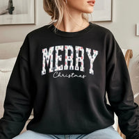 Varsity Lettering Holiday Crewneck, Merry Christmas Tree Sweatshirt, Retro Christmas Graphic Sweater, Festive Winter Holiday Sweatshirt
