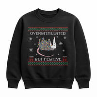 Humorous Opossum Christmas Crewneck, Overstimulated but Festive Possum Sweatshirt, Ugly Holiday Sweater Pullover, Adorable Animal Lover Sweatshirt