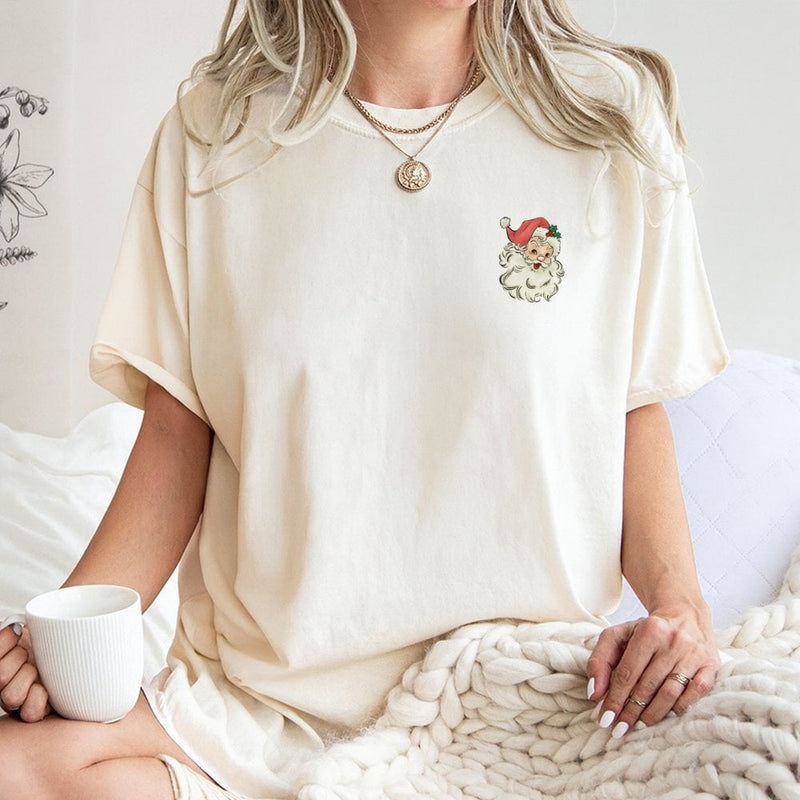 Retro Santa Claus Shirt, Vintage Santa T-Shirt, Minimalist Christmas Graphic Tee, Adorable Holiday Santa T-Shirt