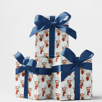 Santa Hat Animal Gift Wrap, Kangaroo Christmas Wrapping Paper, Adorable Red Scarf Kangaroo Wrapping Paper, Australian Holiday Gift Wrap Roll