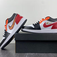 Low Top Sneakers, White Black Red Colorway, Lace Up Design, Casual Gift for Sneaker Fans