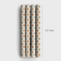 Rustic Holiday Gift Wrap, Vintage Folk Art Snowflake Wrapping Paper, Scandinavian Christmas Wrapping Paper, Retro Winter Gift Wrap Roll