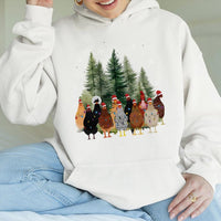 Adorable Holiday Farm Animal Sweatshirt, Christmas Chicken Hoodie, Xmas Chicken Mom Pullover, Farmer Present Sweater, Holiday Animal Graphic Hoodie