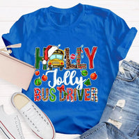 Festive Christmas Graphic Tee, Holly Jolly Bus Driver Shirt, Adorable School Bus Driver T-Shirt, Holiday Season Driver Shirt, Christmas Present