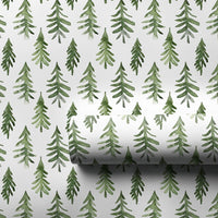 Minimalist Forest Gift Wrap, Watercolor Pine Tree Wrapping Paper, Rustic Evergreen Wrapping Paper, Nature Holiday Christmas Wrapping Paper