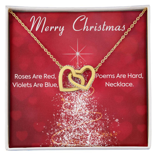 CZ Crystal Heart Pendant, Interlocking Hearts Necklace, Surgical Steel Love Necklace, Romantic Christmas Present for Her, Wif
