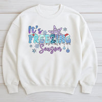 Snowflake Graphic Sweatshirt, It's Freezing Season Sweatshirt, Comfy Winter Holiday Crewneck, Christmas Winter Sweatshirt, Present for Her