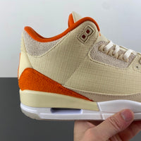 Retro Low Top Sneakers, Beige Orange Colorway, Leather Footwear, Lace Up Design, Casual Gift for Sneaker Fans