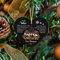 Romantic Message Keepsake Ornament, To My Wife Heart Christmas Ornament, Ceramic Tree Decoration Ornament, Holiday Present from Husband