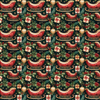 Vintage Holly Holiday Gift Wrap, Christmas Sleigh Wrapping Paper, Traditional Winter Sleigh Wrapping Paper, Festive Seasonal Wrapping Paper