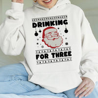 Humorous Santa Twins Pregnancy Announcement Sweatshirt, Drinking for Three Christmas Hoodie, Expectant Mom Maternity Pullover, Holiday Present