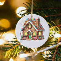 Holiday Candy Cottage Tree Ornament, Gingerbread House Christmas Ornament, Glossy Ceramic Keepsake Ornament, Festive Xmas Home Decor