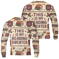 Book Lover Ugly Christmas Sweater, This Is My Reading Sweatshirt, Librarian Holiday Crewneck, Bookworm Xmas Pullover, Reader Fan Present
