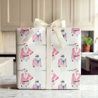 Pink Santa Claus Gift Wrap, Pilot Santa Wrapping Paper, Aviation Travel Christmas Paper, Adorable Airplane Gift Wrap, Holiday Wrapping Paper