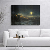 Night Nativity Scene Canvas Print, Star of Bethlehem Canvas Wall Art, Christian Wall Decor, Religious Christmas Decor Canvas Art Present