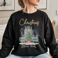 Rockefeller Center Tree Sweatshirt, New York Christmas Sweatshirt, NYC Holiday Travel Sweatshirt, Winter City Crewneck, Girls Trip Present