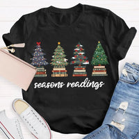 Festive Reading Season Graphic Tee, Christmas Trees and Books T-Shirt, Book Lover Christmas Shirt, Bookish Holiday Shirt, Reader Xmas Present