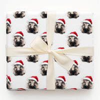 Adorable Animal Holiday Gift Wrap, Santa Hat Hedgehog Wrapping Paper, Watercolor Christmas Wrapping Paper, Festive Winter Wrapping Paper