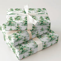 Evergreen Pine Tree Gift Wrap, Watercolor Christmas Tree Wrapping Paper, Minimalist Holiday Tree Paper Roll, Winter Xmas Wrapping Paper