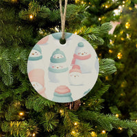 Pastel Winter Holiday Keepsake, Adorable Snowman Christmas Ornament, Glossy Ceramic Tree Ornament, Festive Xmas Decor, Family Christmas Present