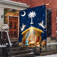 Christmas Jesus Birth Yard Flag, South Carolina Nativity Scene Garden Flag, SC State Holiday Garden Flag, Double Sided Religious Decor