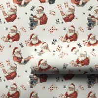 Whimsical Magic Trick Gift Wrap, Vintage Santa Playing Cards Wrapping Paper, Retro Christmas Paper, Holiday Present Wrap