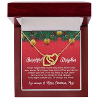 CZ Double Heart Pendant, Interlocking Hearts Necklace for Daughter, Mom to Daughter Jewelry, Meaningful Christmas Birthday Present for Her