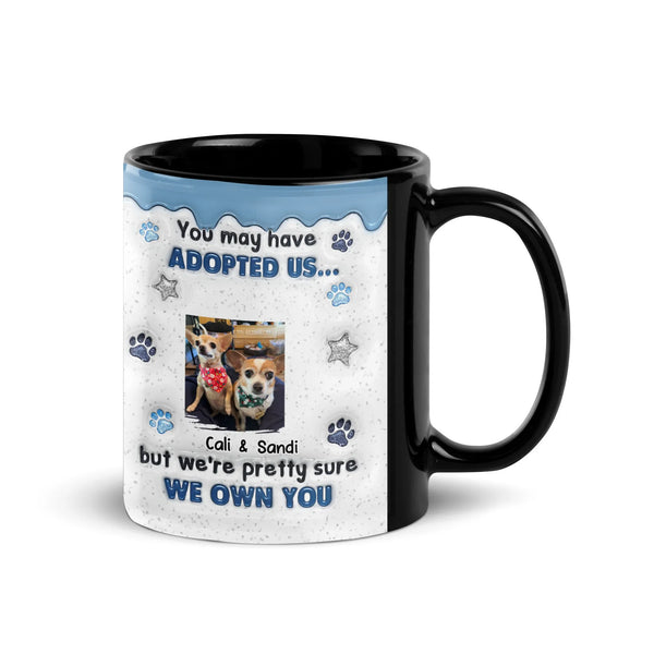 Custom Photo Pet Name Coffee Cup, Humorous Dog Adopted Us Ceramic Mug, Rescue Dog Lover Mug, Christmas Present for Dog Mom an