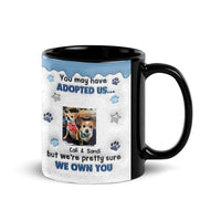 Custom Photo Pet Name Coffee Cup, Humorous Dog Adopted Us Ceramic Mug, Rescue Dog Lover Mug, Christmas Present for Dog Mom and Dog Dad Drinkware