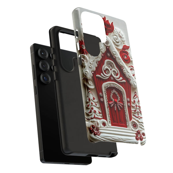 3D Christmas Candy Phone Case, Gingerbread House Samsung Galaxy Case, Festive Holiday Phone Cover, Adorable Xmas Present for 
