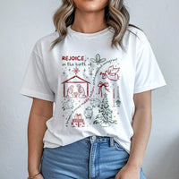 Social Justice Christmas Shirt, Rejoice in the Birth T-Shirt, Progressive Holiday Graphic Tee, Middle Eastern Nativity T-Shirt