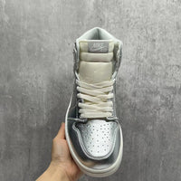 High Top Sneakers, Silver Colorway, Lace Up Design, Casual Gift for Sneaker Fans