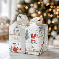 Watercolor Santa in Kitchen Gift Wrap, Baking Santa Wrapping Paper, Christmas Cookie Baker Holiday Paper
