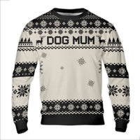 Nordic Reindeer Snowflake Christmas Sweater, Dog Mum Ugly Christmas Sweater, Adorable Dog Lover Holiday Sweater, Pet Owner Crewneck Sweatshirt