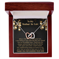 Sentimental Heart Necklace, Mother-in-Law Interlocking Hearts Necklace, Birthday Double Heart Necklace, Christmas Jewelry Present for Her