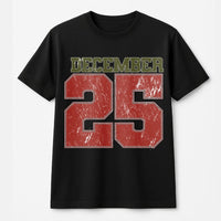 Retro Varsity Number Holiday Shirt, December 25 Christmas T-Shirt, Vintage Christmas Graphic Tee, Holiday Aesthetic T-Shirt Present